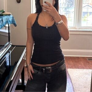 Vintage Bershka Black Studded Tank Top